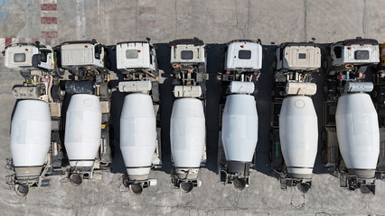 Aerial drone view of industrial cement plant and construction materials factory