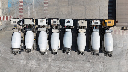Aerial drone view of industrial cement plant and construction materials factory