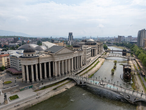 Skopje aerial view in North Macedonia