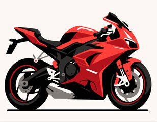 Red sport motorcycle vector illustration, sleek design, isolated on white background
