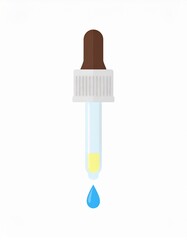 Illustration of a dropper with a blue liquid drop.