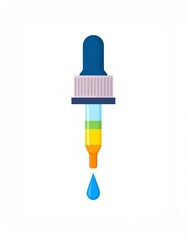 Illustration of a dropper with a blue drop falling.
