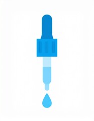 Illustration of a blue eyedropper with a single drop of liquid falling.