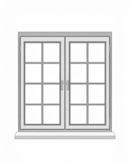 Illustration of a white window with multiple panes and a window sill.
