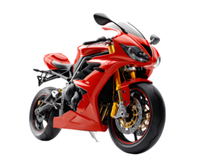 Sleek red sport motorcycle on a black background