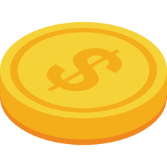 Golden Coin With Dollar Symbol On Transparent Background Representing Wealth And Finance