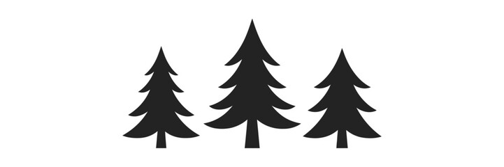 Black Christmas Tree Silhouette Icon &ndash; Fir Tree Illustration, Minimal Holiday Symbol, X-mas Logo Design, Isolated Vector Variation, Elegant Winter Celebration Graphic Template