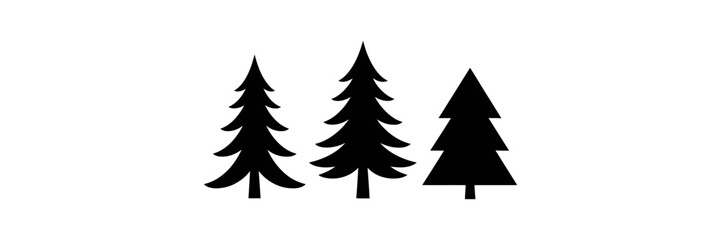 Obraz premium Christmas Tree Black Icon Design – Simple Fir Tree Illustration, X-mas Symbol Silhouette, Minimal Holiday Logo, Isolated Variations, Modern Festive Vector Art, Winter Decoration Graphic