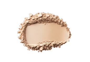 A swatch of light beige powder foundation isolated on a transparent background