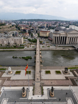 Skopje aerial view in North Macedonia