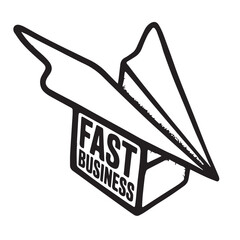 Paper airplane with fast business text a symbol of swift ideas
