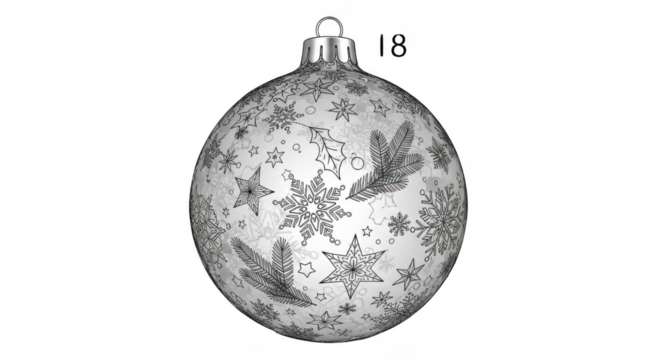 Silver christmas ornament with snowflake pattern isolated on transparent background
