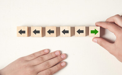Green arrow suggesting a different direction.