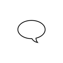 Simple outline of an empty speech bubble icon on a plain white background