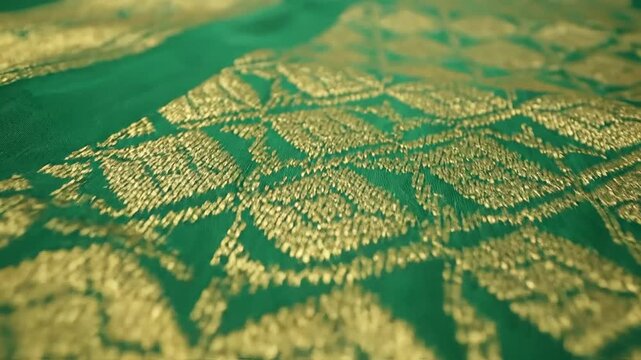 Detailed shot of a vibrant vaira oosi silk saree perfect for Indian weddings