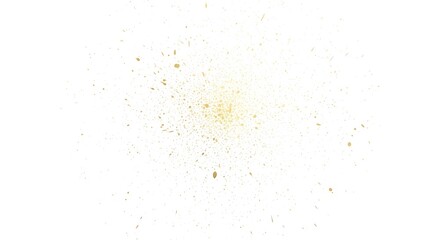 Photo of a burst of golden glitter and confetti explodes outwards, isolated on a white background, creating a festive and celebratory atmosphere perfect for special occasions and design