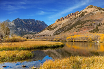 The smooth water of the lake