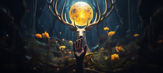 A eclipse sun , a small creature made of glass that is sitting in the palm of your hand,generative AI