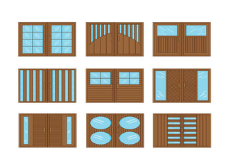 wooden window with glass design on white background illustration vector