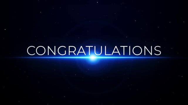 Congratulations Cinematic Animation With Lens Flare Text Reveal for Celebration or Award Event
