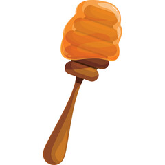 Golden Honey Dipper with Viscous Sweetness Dripping Down Isolated on White Background