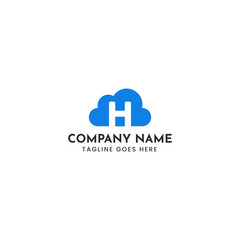 Modern cloud logo icon vector with letter h for tech company branding and digital solutions