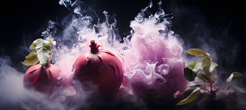 a light mangosteen , coming out of the smoke,generative AI