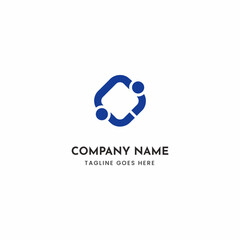 Modern vector illustration of a company logo with abstract circular design and placeholder text