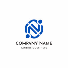 Abstract blue 'n' logo vector graphic scalable illustration for tech and business
