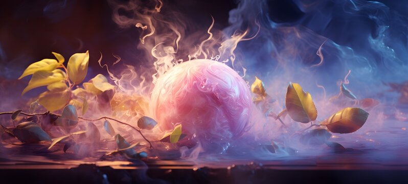 a light mangosteen , coming out of the smoke,generative AI