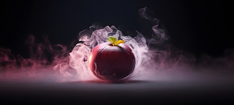 a light mangosteen , coming out of the smoke,generative AI