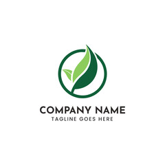 Green leaf circle logo vector illustration scalable eps icon for nature and eco businesses