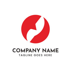 Abstract red and white energy bolt symbol within a circle scalable vector graphic