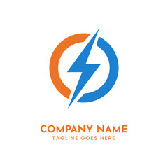 Electric bolt symbol vector graphic for energy company branding and renewable power concepts