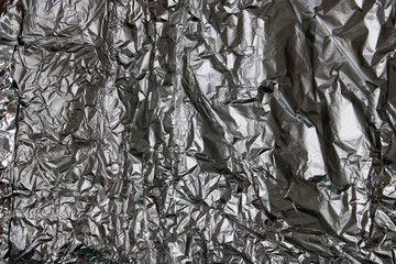 The texture of the crumpled metal foil