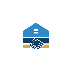 deal handshake house real estate logo
