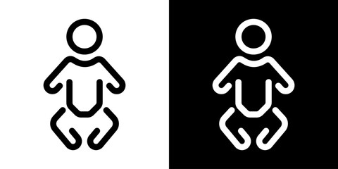 Obraz premium Baby icons in simple outline and filled styles. Vector illustration and logo design showing infant, newborn, and toddler symbols for childcare, family facilities and design projects.