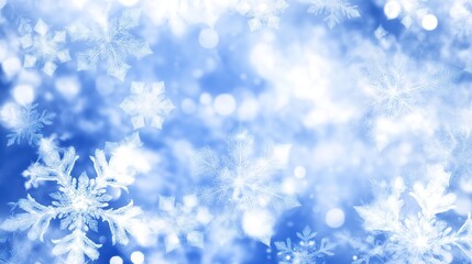 precipitation. Softly falling snowflakes in a winter scene with a cool blue atmospheric glow. travel magazines, destination branding, designed for outdoor magazines and nature guides.