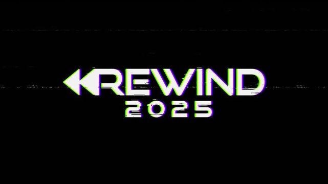Rewind 2025 Animation Glitch Effect Digital Intro for Recap or Year End Video