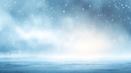 precipitation. Softly falling snowflakes in a winter scene with a cool blue atmospheric glow. travel magazines, destination branding, designed for outdoor magazines and nature guides.