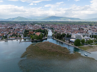 Fototapeta premium Struga Town aerial View in North Macedonia