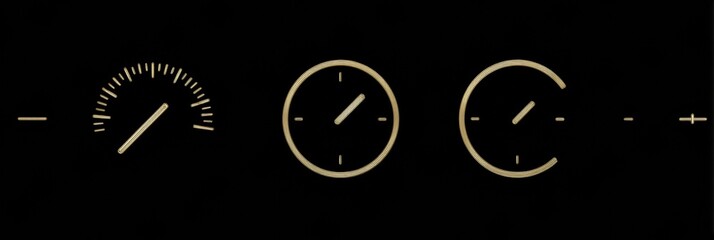 Dashboard Gauges Showing Speed, Fuel Level, and Engine Status With a Sleek Black Background