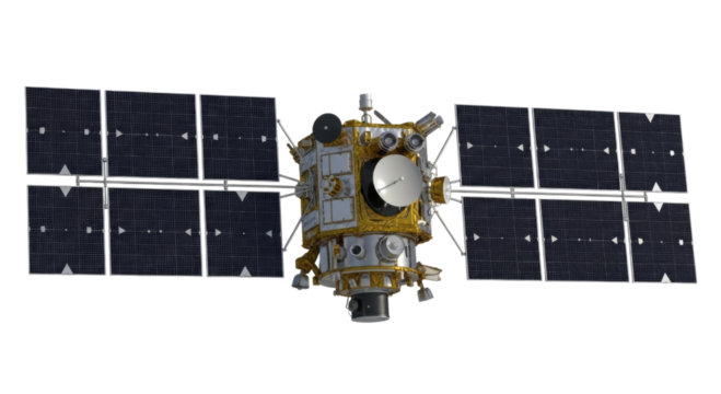 Satellite in orbit transparent background cutout png