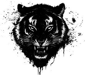 Spilled ink illustration of tiger