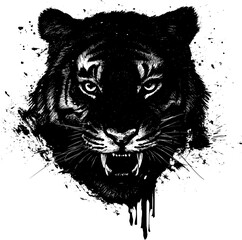 Spilled ink illustration of tiger