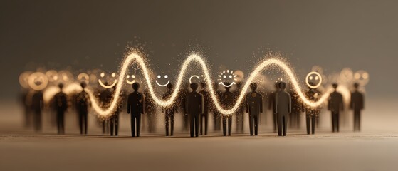 Positive energy wave enhancing employee morale and engagement in a corporate setting conceptual illustration inspirational environment