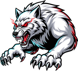 Fierce white wolf mascot