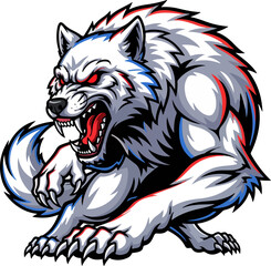 Fierce white wolf mascot