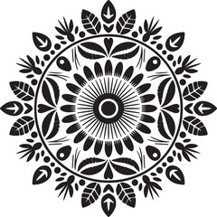 Abstract floral mandala pattern with ornamental round design