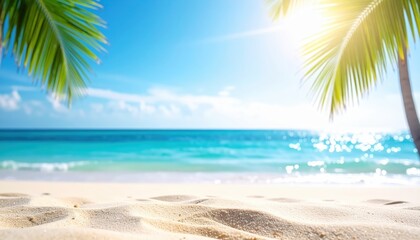 Obraz premium Relaxing beach scene tropical paradise nature photography bright sunshine serene environment coastal view